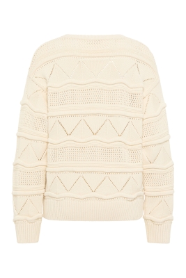 Gemusterter Strickpullover - off-white